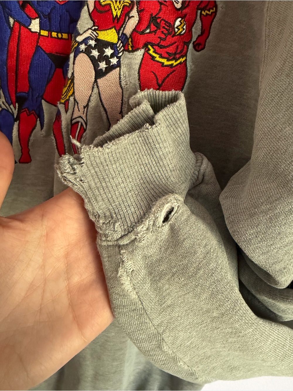 Vintage 90’s DC Green Graphic Justice League Sweatshirt Naturally Distressed XL - Picture 6 of 8